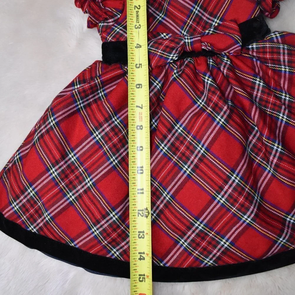 Little Girls  Holiday Dress Plaid Red and Black Short Sleeve Party Gown